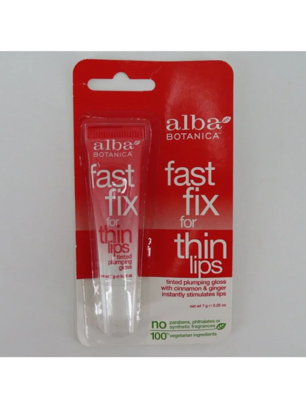 Alba Botanica Fast Fix Thin Lips Tinted Plumping Gloss .25oz 724742007973 NEW